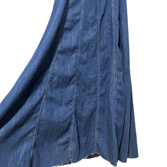Reformation Jeans Amory Denim Midi Dress Size 10 Caspian Blue Raw Hem NEW - Picture 5 of 10